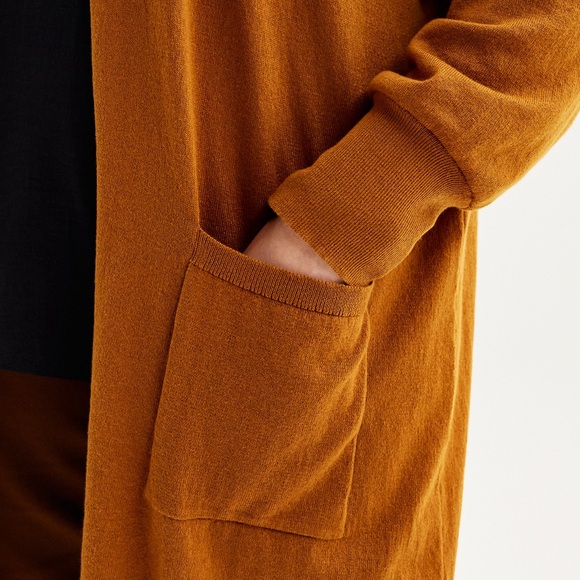 NWT Women’s Nine West cognac duster cardigan with pockets - Picture 3 of 3